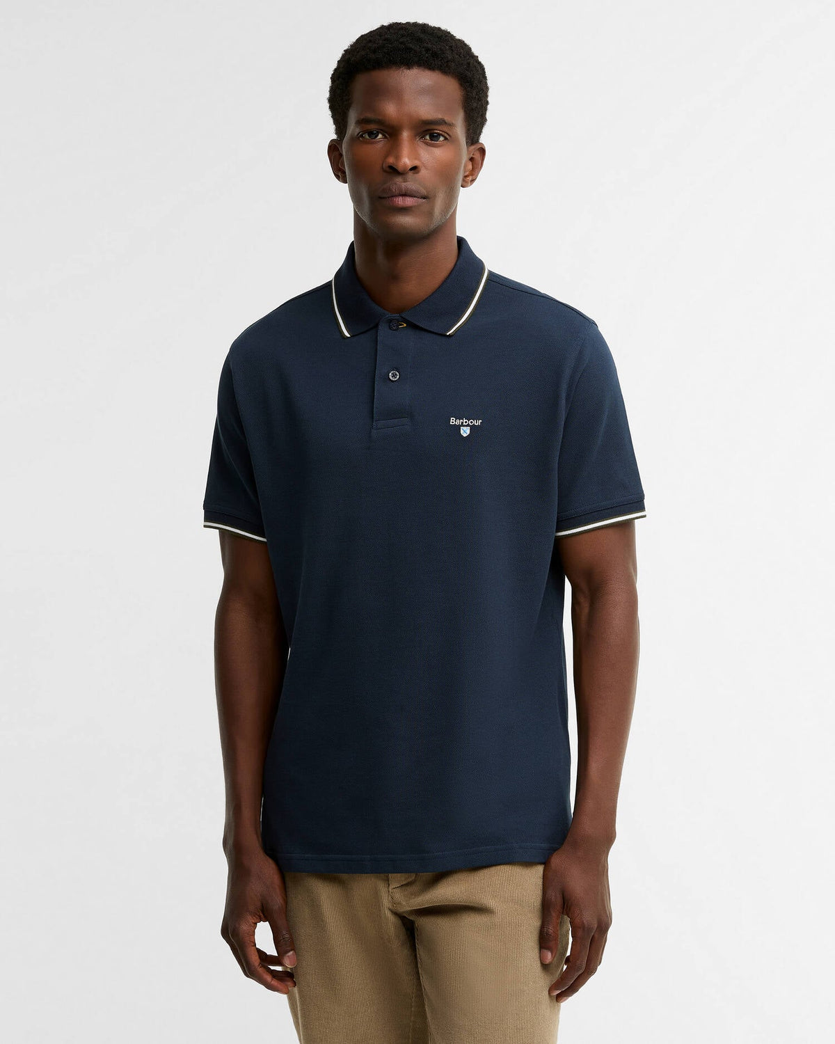 Barbour Fielding Tailored Short-Sleeved Polo Shirt - Navy