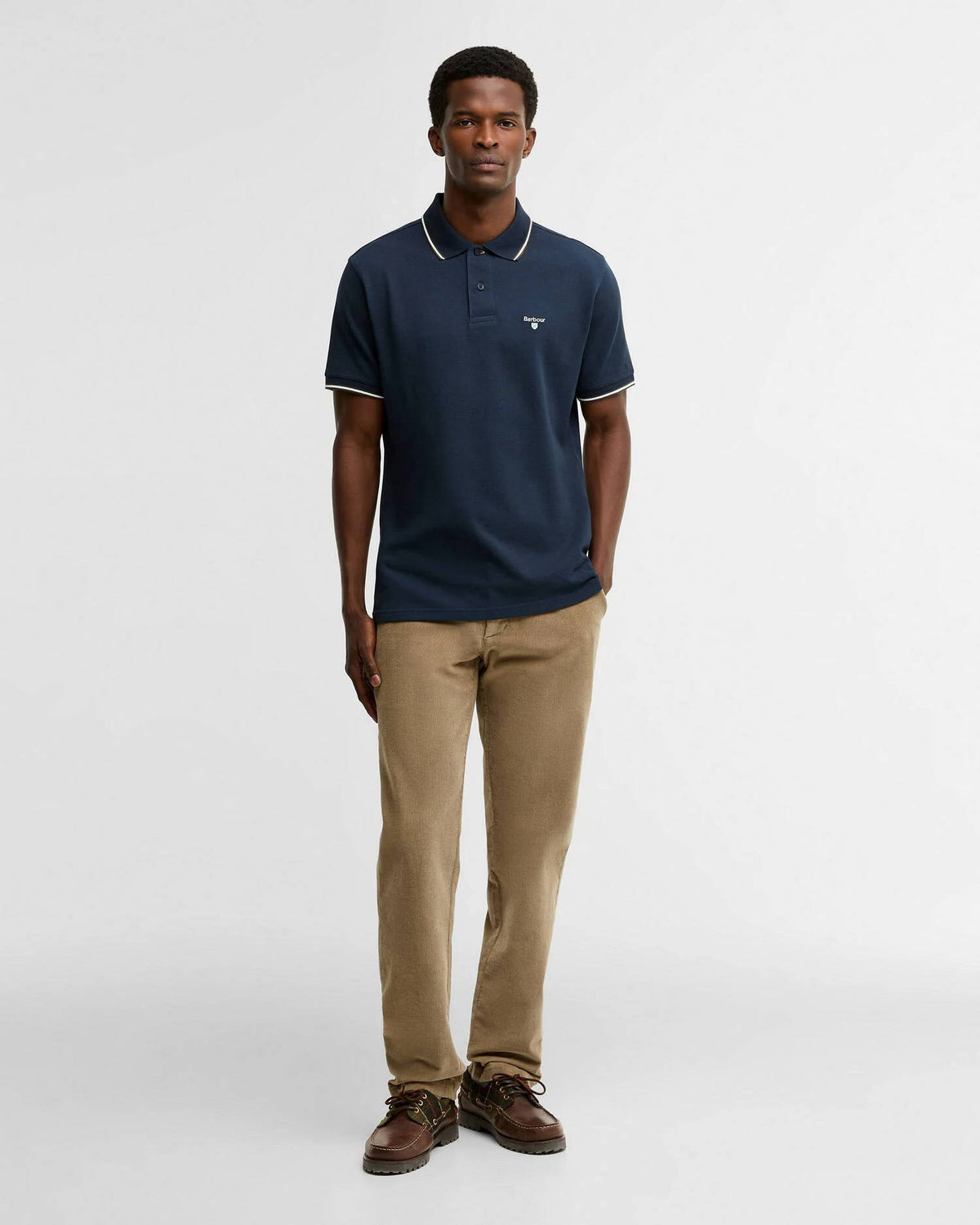 Barbour Fielding Tailored Short-Sleeved Polo Shirt - Navy