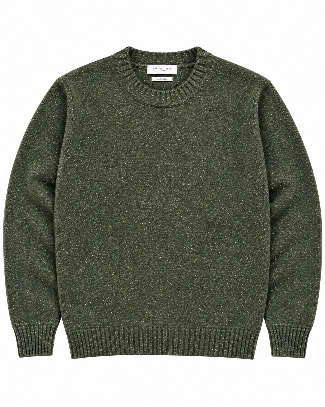 Daniele Fiesoli Lambswool Fleck Crew Neck Jumper – Forest Green