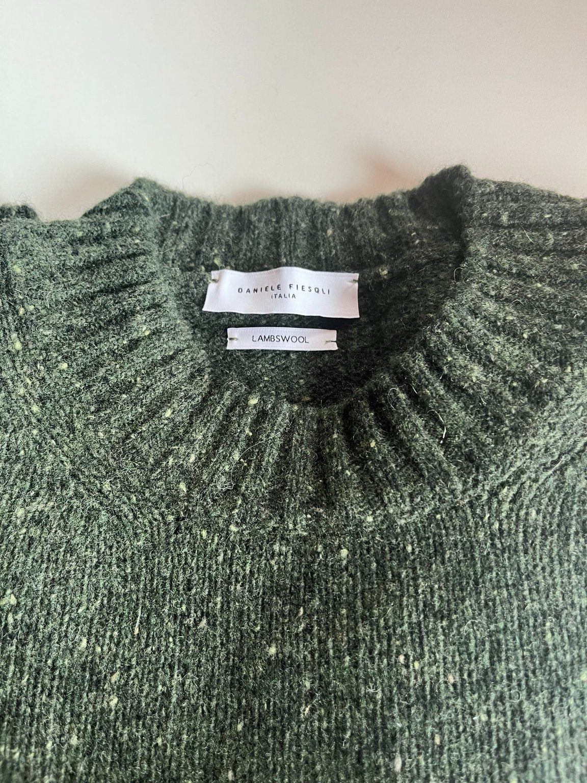 Daniele Fiesoli Lambswool Fleck Crew Neck Jumper – Forest Green