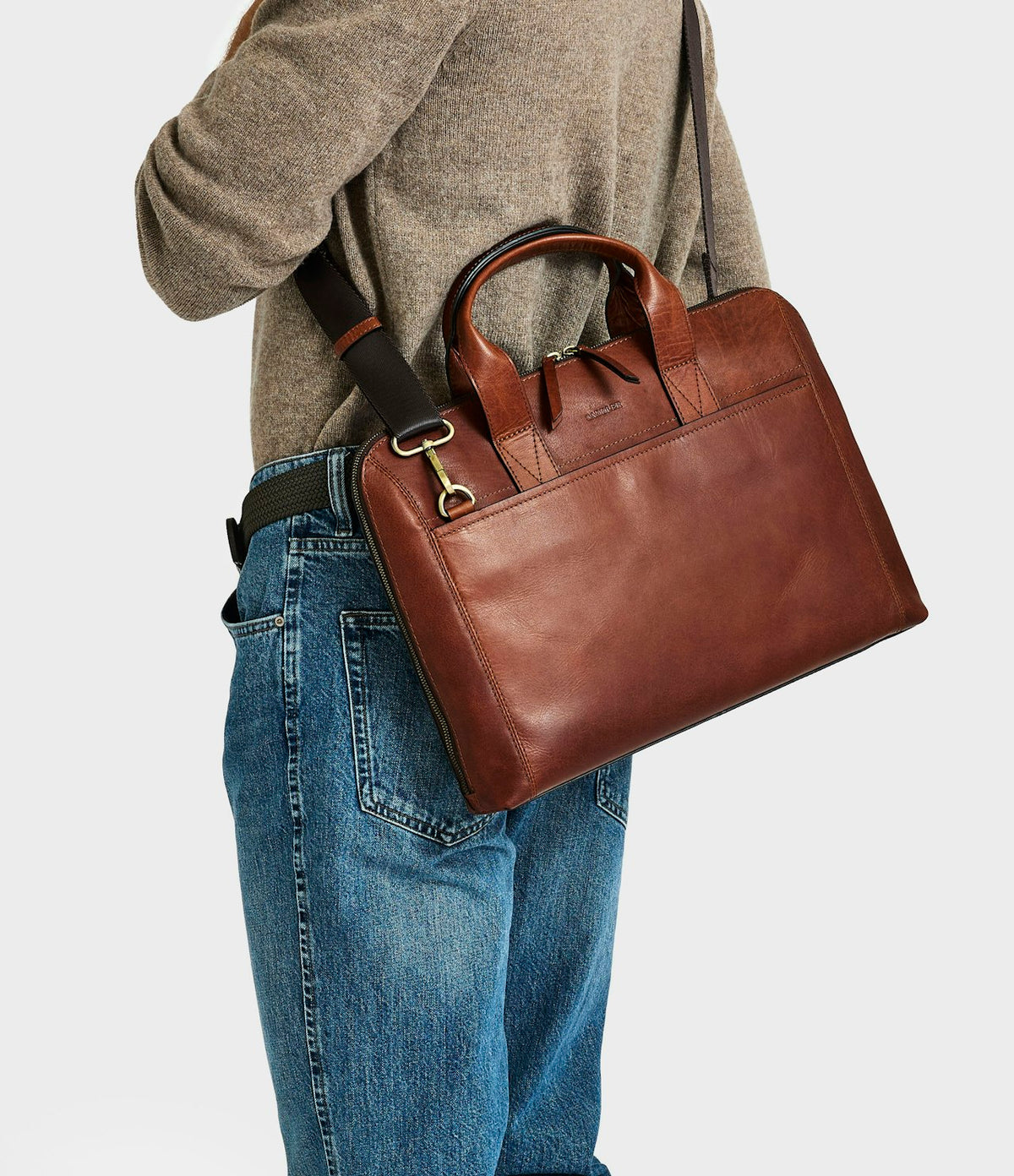 Saddler Gustav computer bag 15" - Mid Brown