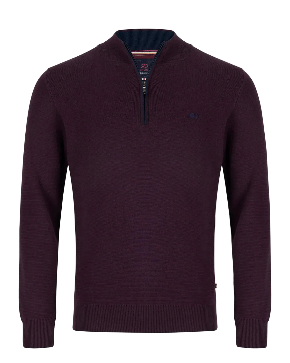 André Inch Half Zip Jumper – Burgundy