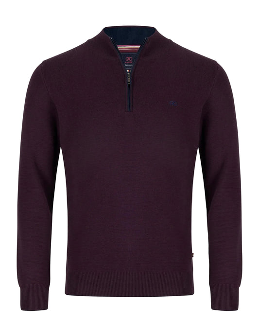 André Inch Half Zip Jumper – Burgundy