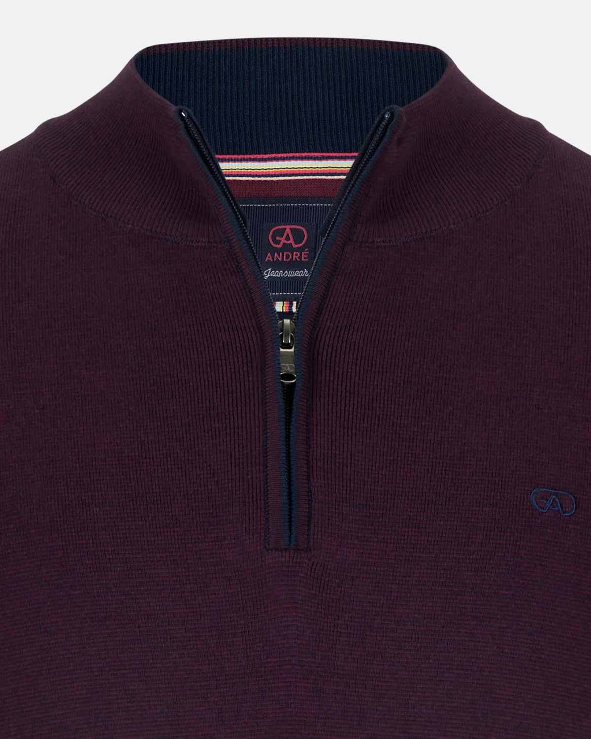 André Inch Half Zip Jumper – Burgundy