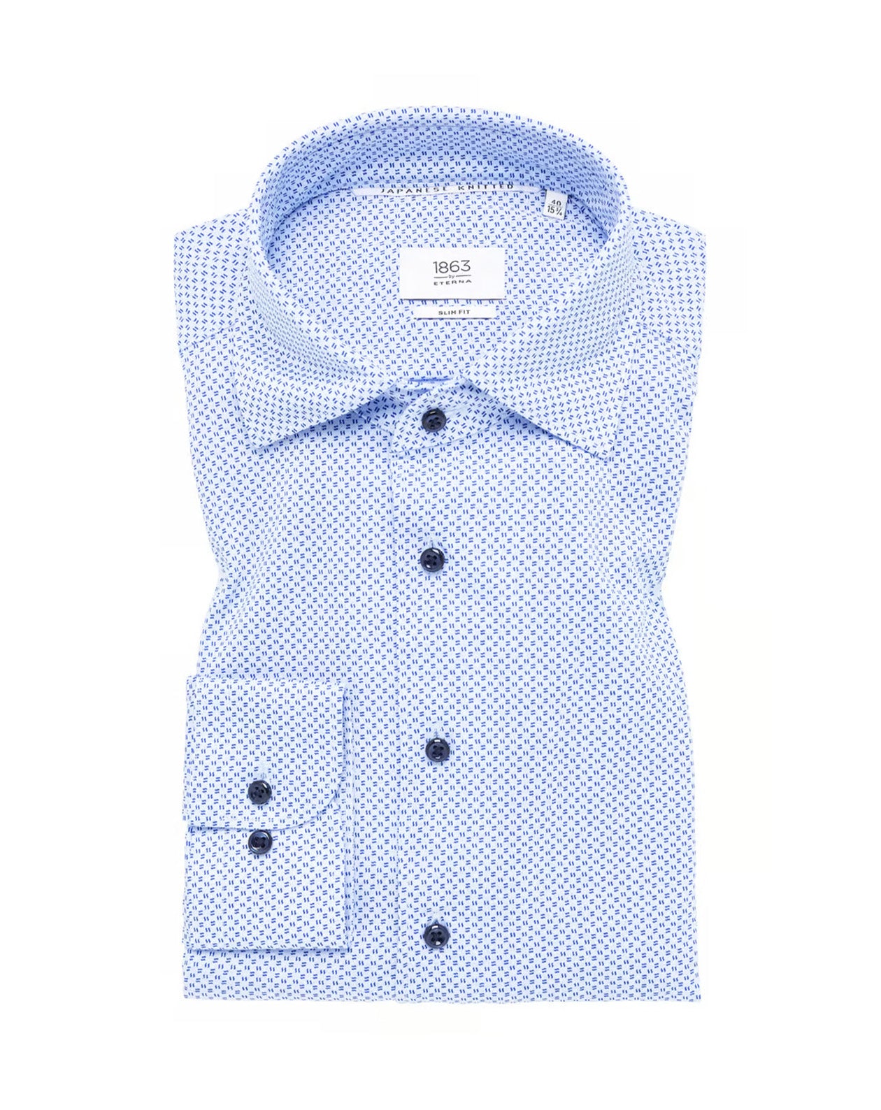 Modern Fitted Japanese Knitted in royal blue printed