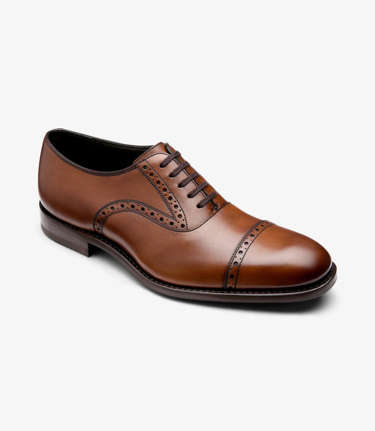 Loake Keller Semi Brogue Shoes - Cedar Brown