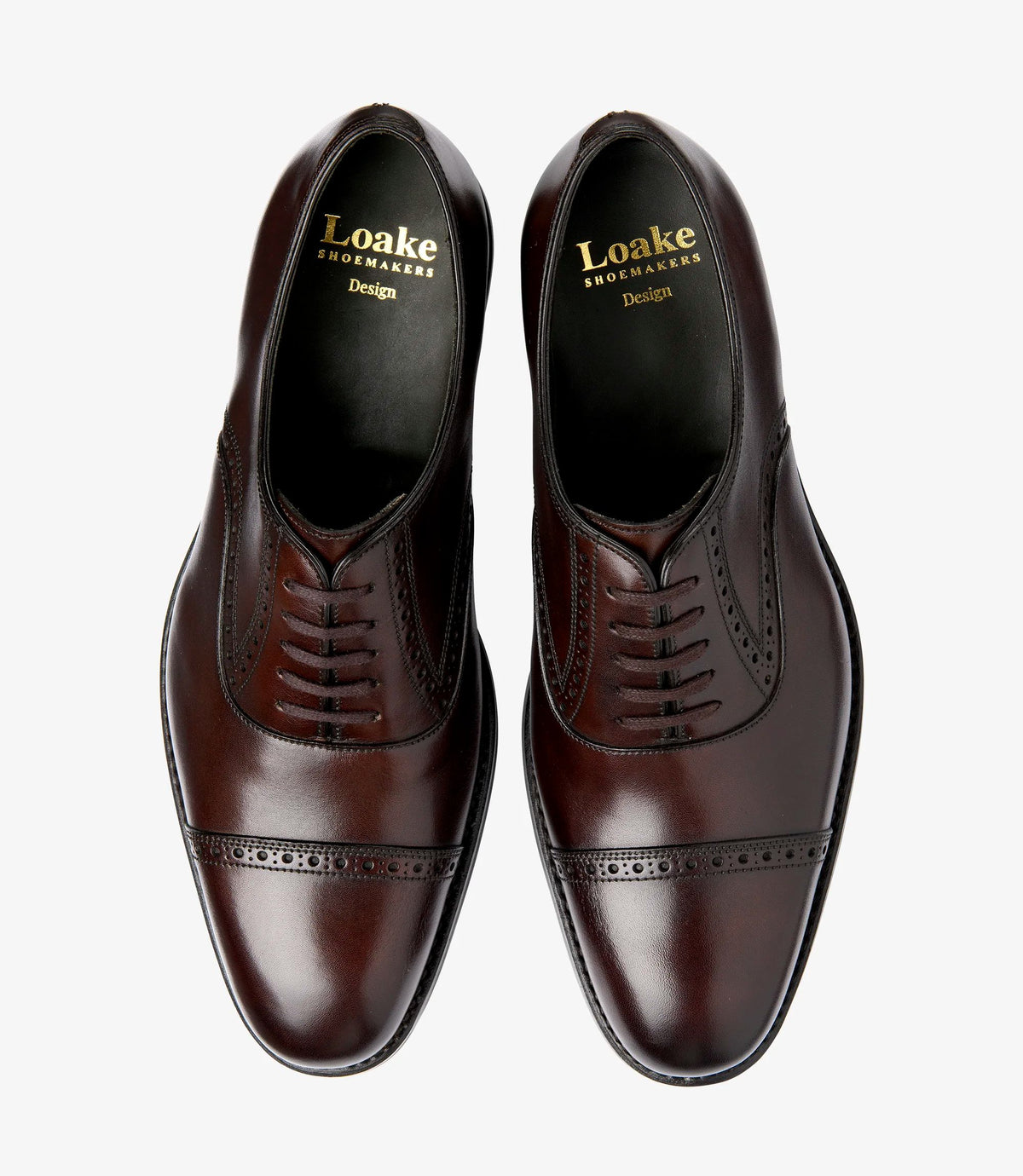 Loake Keller Semi Brogue Shoes - Dark Brown