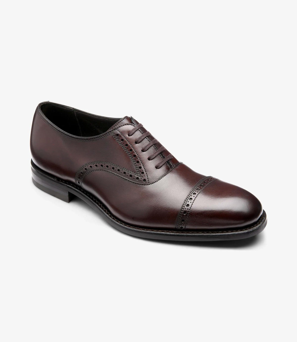 Loake Keller Semi Brogue Shoes - Dark Brown