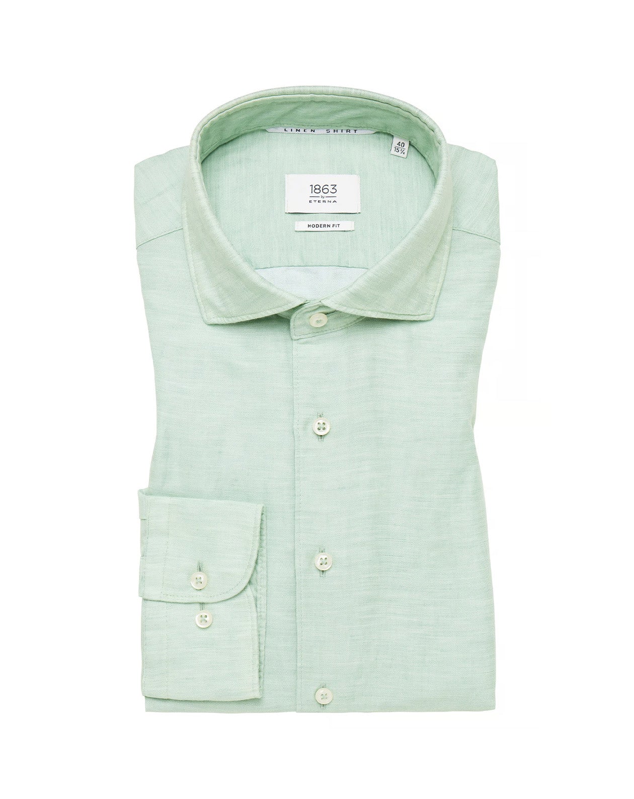 Eterna MODERN FIT Linen Shirt in lime plain