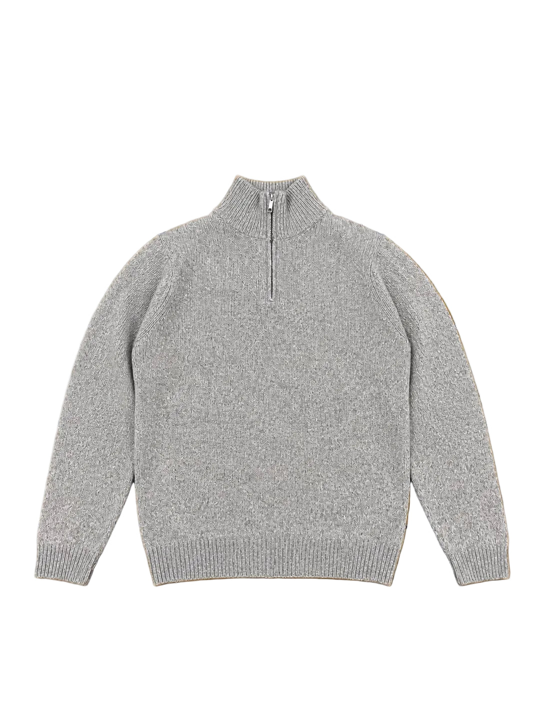 Wool & Co Lupetto Mouline Quarter Zip - Beige