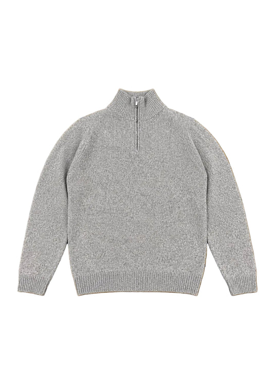 Wool & Co Lupetto Mouline Quarter Zip - Beige