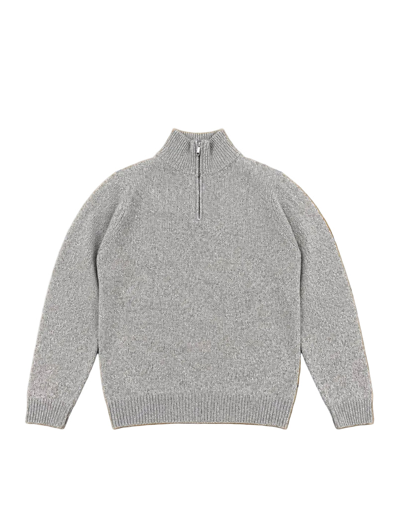 Wool & Co Lupetto Mouline Quarter Zip - Beige