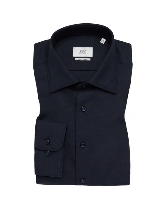 Eterna MODERN FIT Merino Wool in navy plain