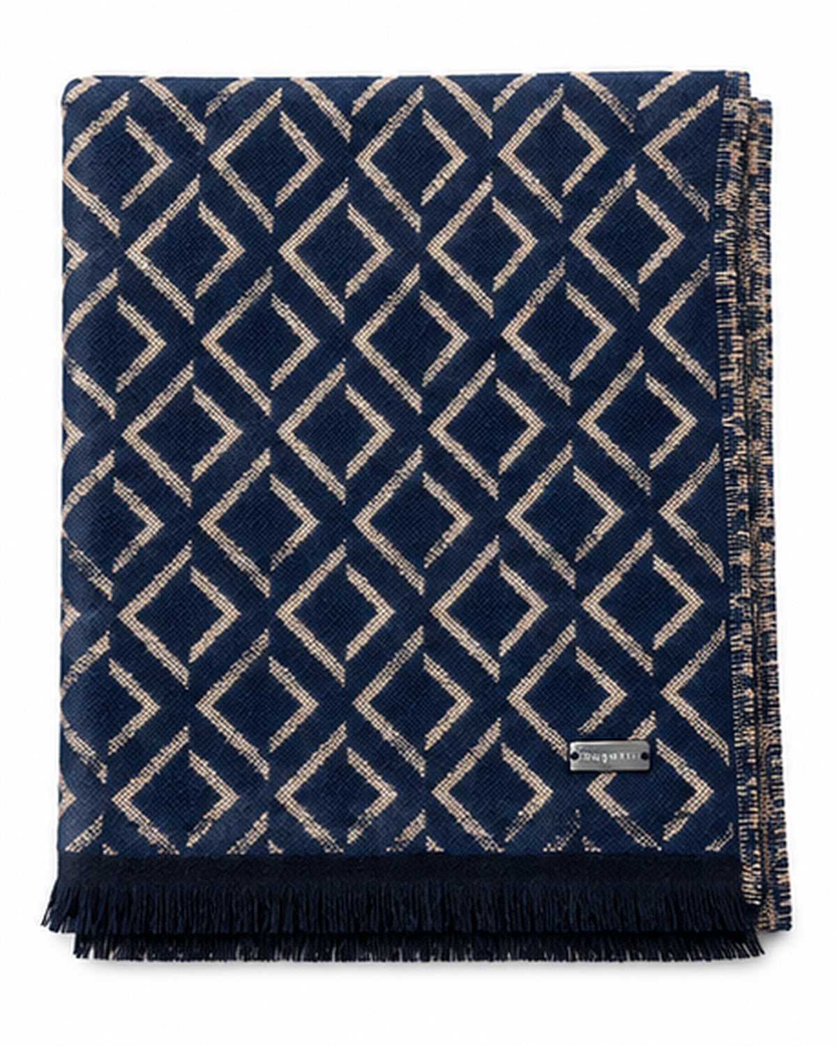 Bugatti Geometric Pattern Scarf – Navy