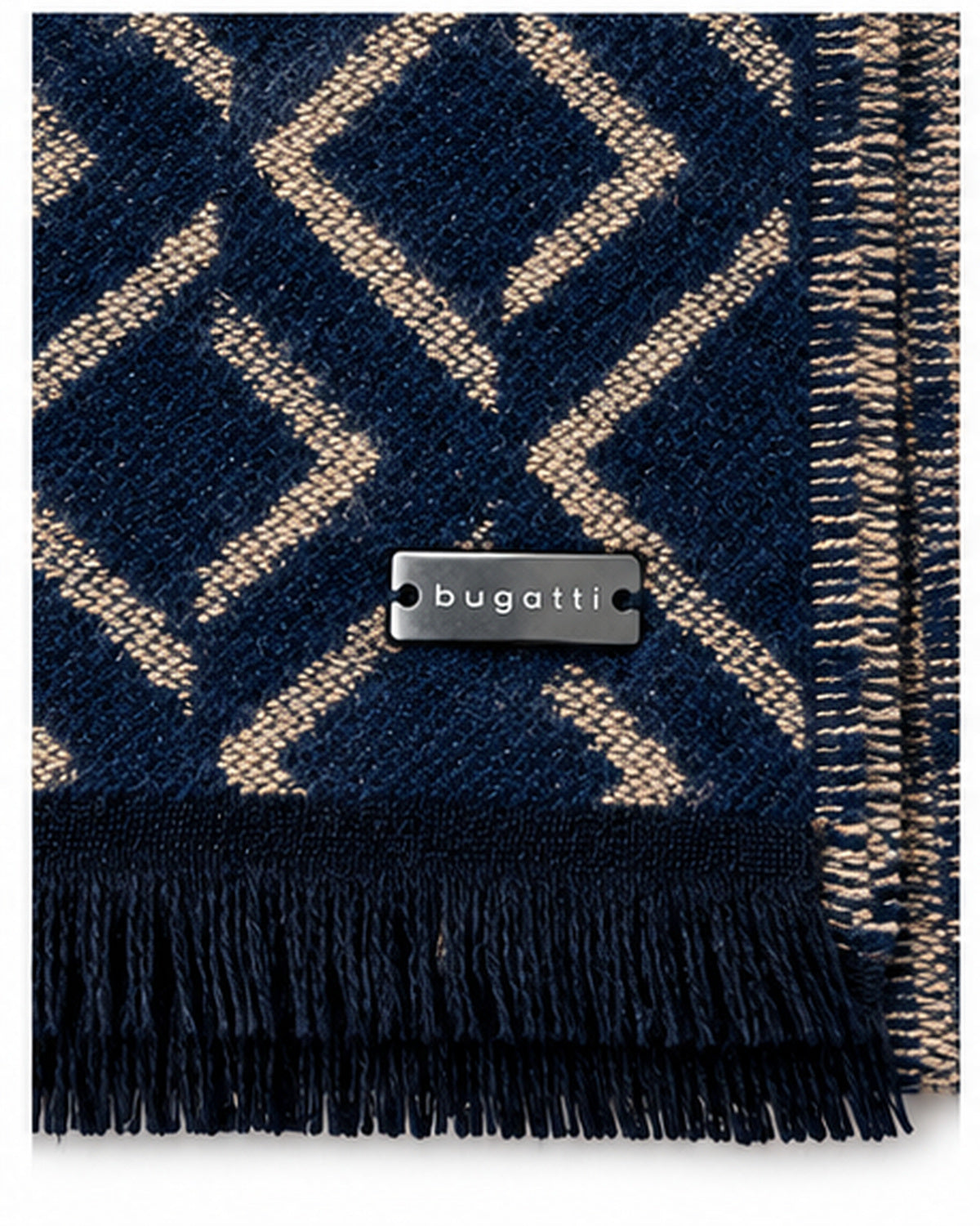 Bugatti Geometric Pattern Scarf – Navy