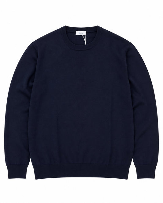 Eton Wool Round Neck Jumper – Navy