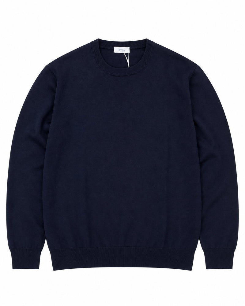 Eton Wool Round Neck Jumper – Navy