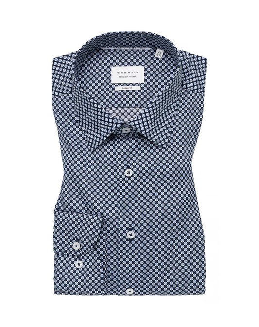 Eterna MODERN FIT Shirt in navy printed
