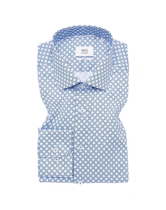 Eterna MODERN FIT Shirt in sky blue printed