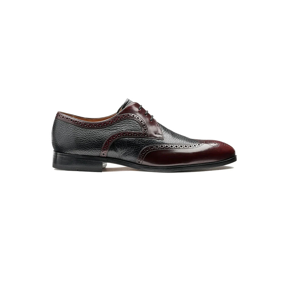 Salcombe – Burgundy Hi-Shine / Black Deer Skin
