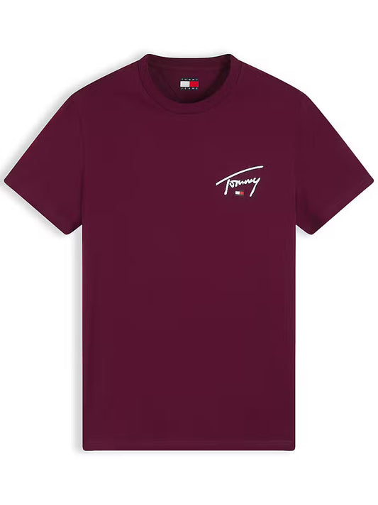 Tommy Jeans Signature Chest T-Shirt – Berry