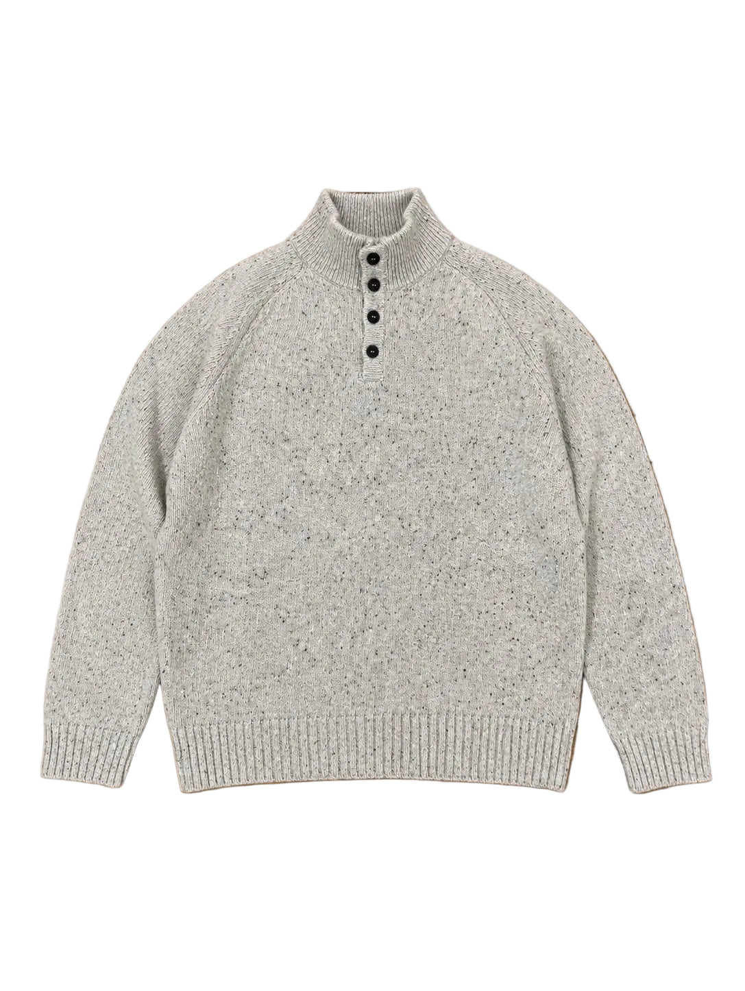 Wool & Co Four-Button High-Neck Sweater - Beige