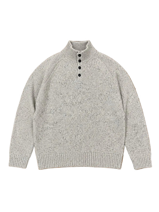 Wool & Co Four-Button High-Neck Sweater - Beige