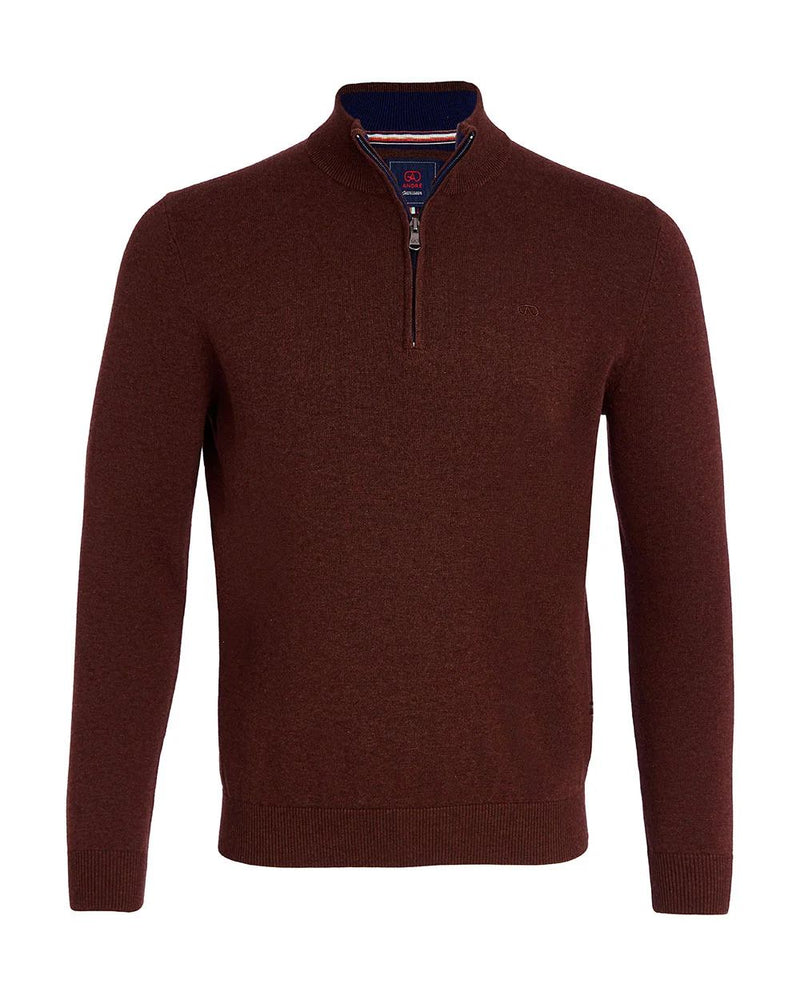 André Tory Half Zip Jumper – Brown