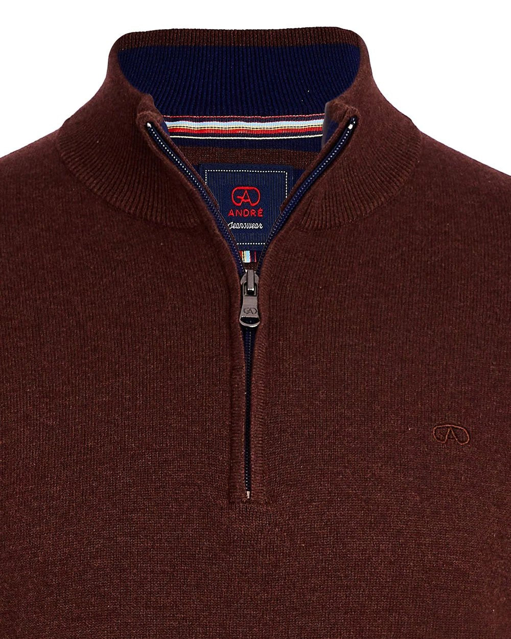 André Tory Half Zip Jumper – Brown
