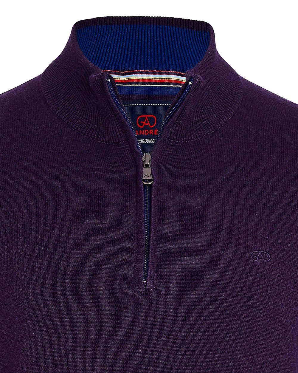 André Tory Half Zip Jumper – Purple