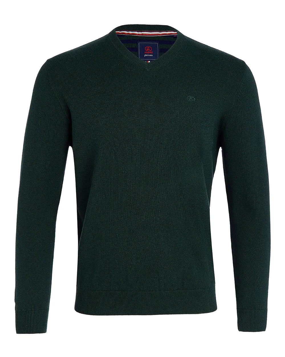 André Valencia V-Neck Jumper – Forest Green