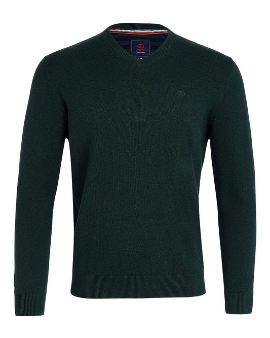 André Valencia V-Neck Jumper – Forest Green
