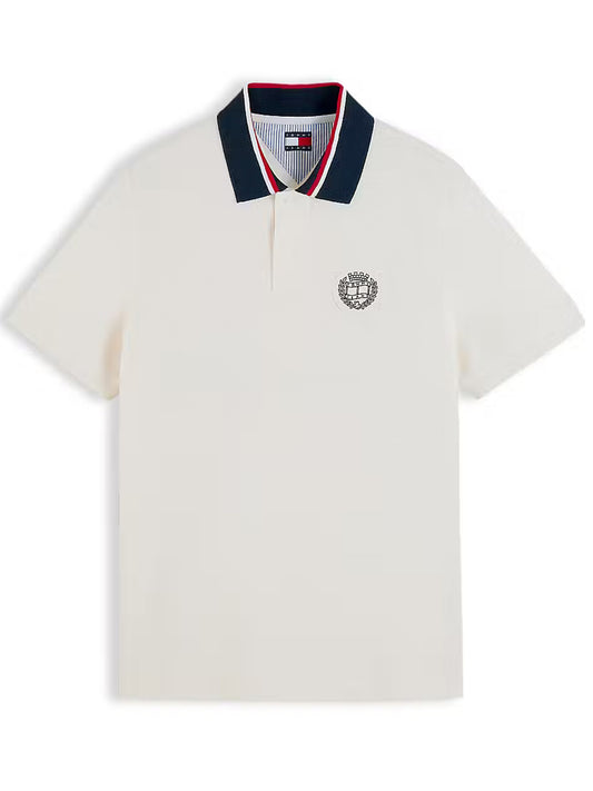 Tommy Jeans Wavy Crest Polo Shirt – White