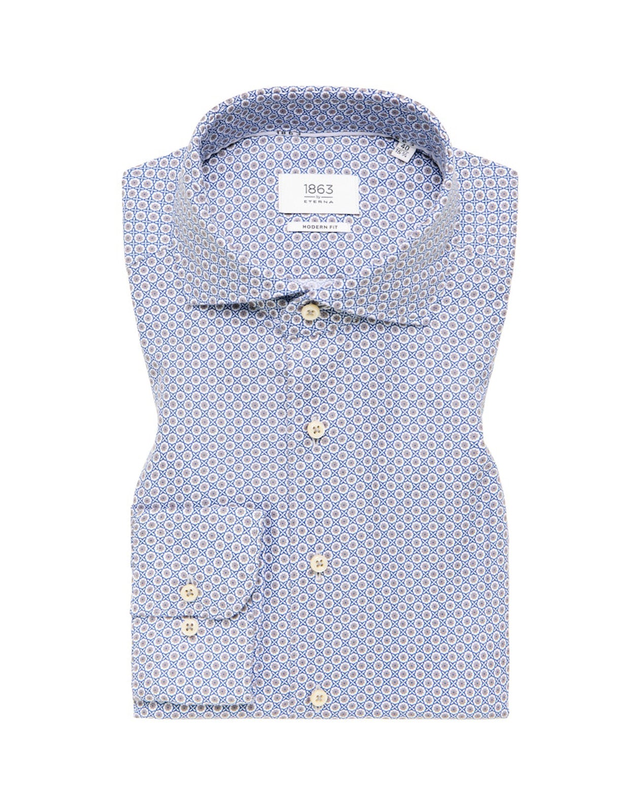 Eterna Long Sleeve Pattern Shirt