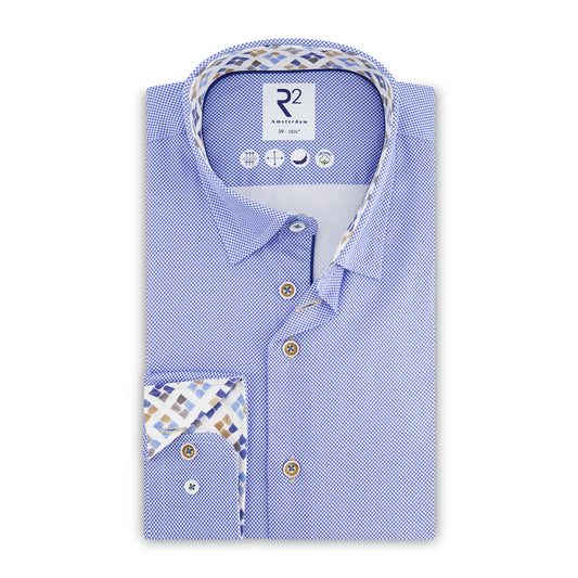 R2 Blue Bird's Eye Organic 2 PLY Cotton Shirt