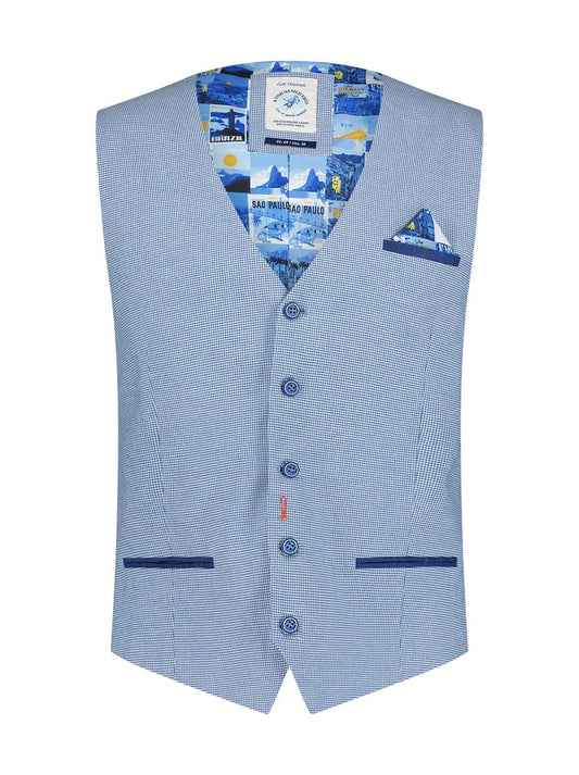 A Fish Named Fred Blue Check Waistcoat