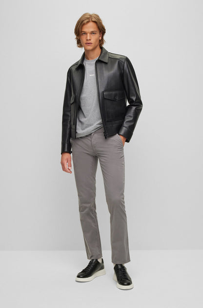 BOSS SLIM-FIT TROUSERS IN STRETCH-COTTON SATIN