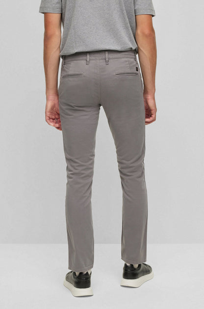 BOSS SLIM-FIT TROUSERS IN STRETCH-COTTON SATIN