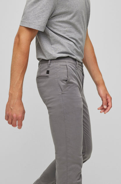BOSS SLIM-FIT TROUSERS IN STRETCH-COTTON SATIN