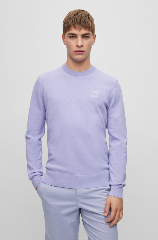 BOSS CREW-NECK SWEATER IN COTTON AND CASHMERE WITH LOGO