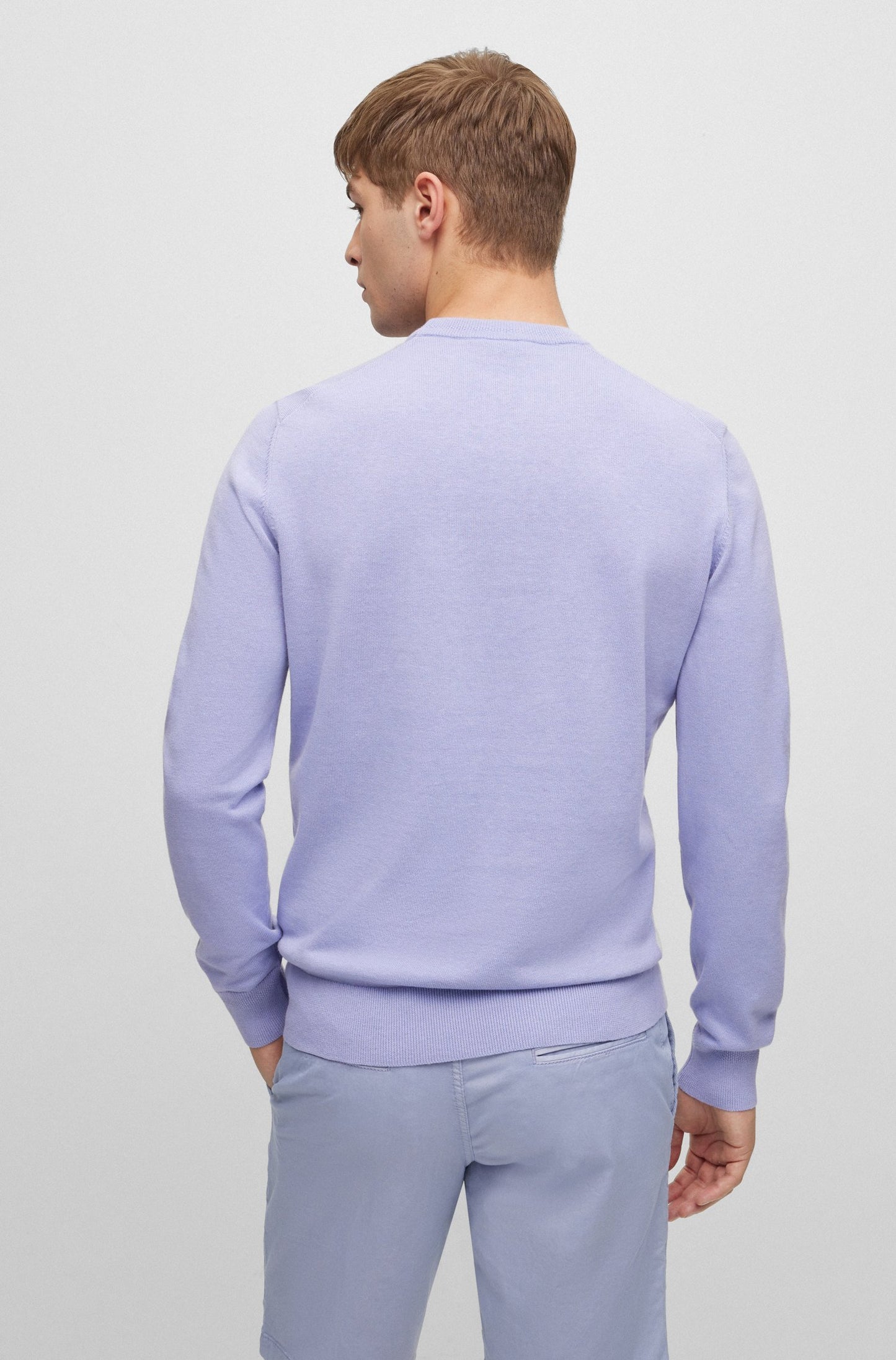 BOSS CREW-NECK SWEATER IN COTTON AND CASHMERE WITH LOGO