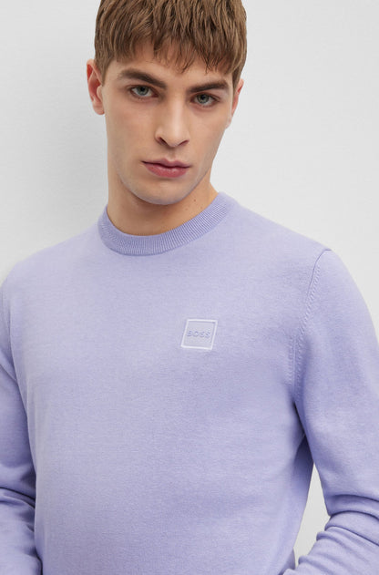 BOSS CREW-NECK SWEATER IN COTTON AND CASHMERE WITH LOGO