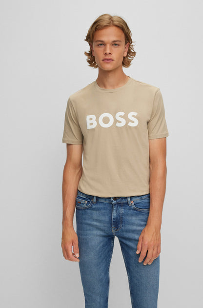 BOSS COTTON-JERSEY T-SHIRT WITH RUBBER-PRINT LOGO