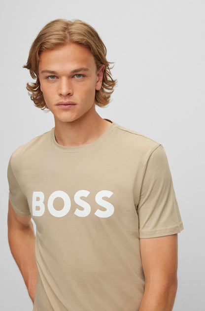 BOSS COTTON-JERSEY T-SHIRT WITH RUBBER-PRINT LOGO