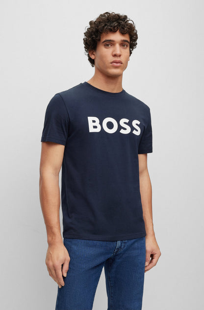 BOSS COTTON-JERSEY T-SHIRT WITH RUBBER-PRINT LOGO