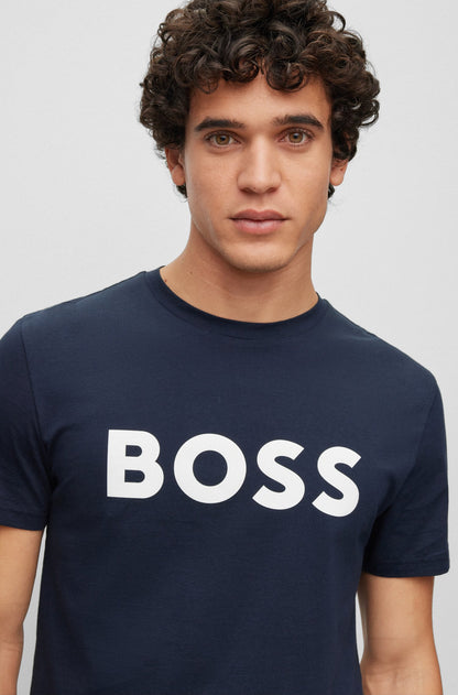 BOSS COTTON-JERSEY T-SHIRT WITH RUBBER-PRINT LOGO