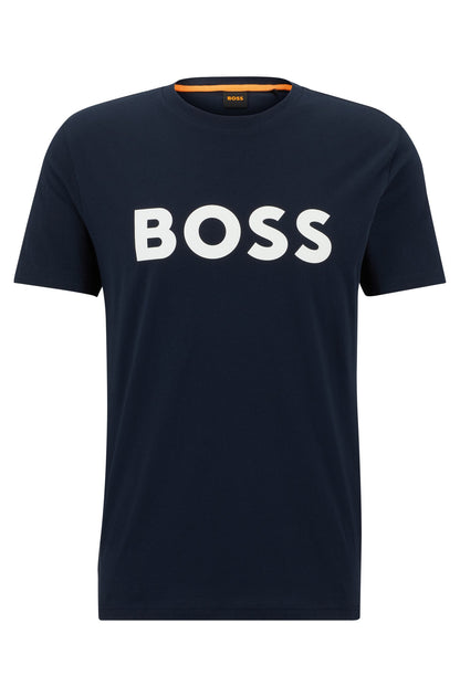 BOSS COTTON-JERSEY T-SHIRT WITH RUBBER-PRINT LOGO