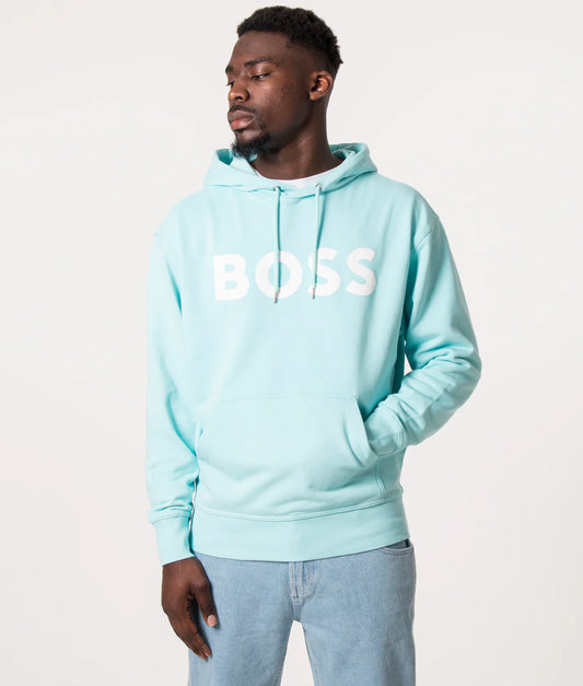 BOSS LOGO-PRINT HOODIE IN FRENCH-TERRY COTTON