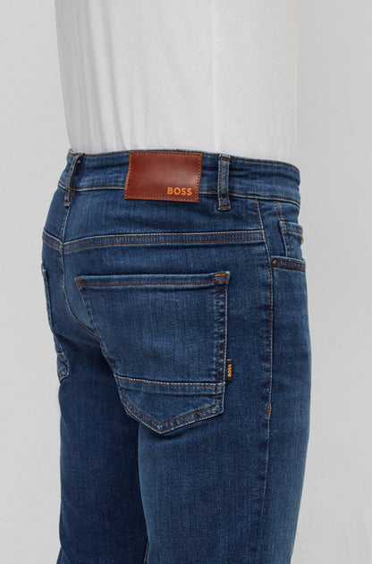 BOSS SLIM-FIT JEANS IN BLUE SUPER-STRETCH DENIM