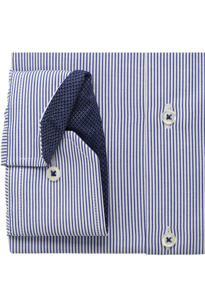 Eterna Long Sleeve Modern Fit Shirt - Blue Stripe